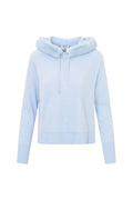 Light blue faux fur trim hoodie with drawstring hood
