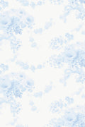 Light blue and white feathered floral wallpaper with repeating soft motif