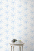 Light blue and white feathered pattern wallpaper with delicate scattered motif