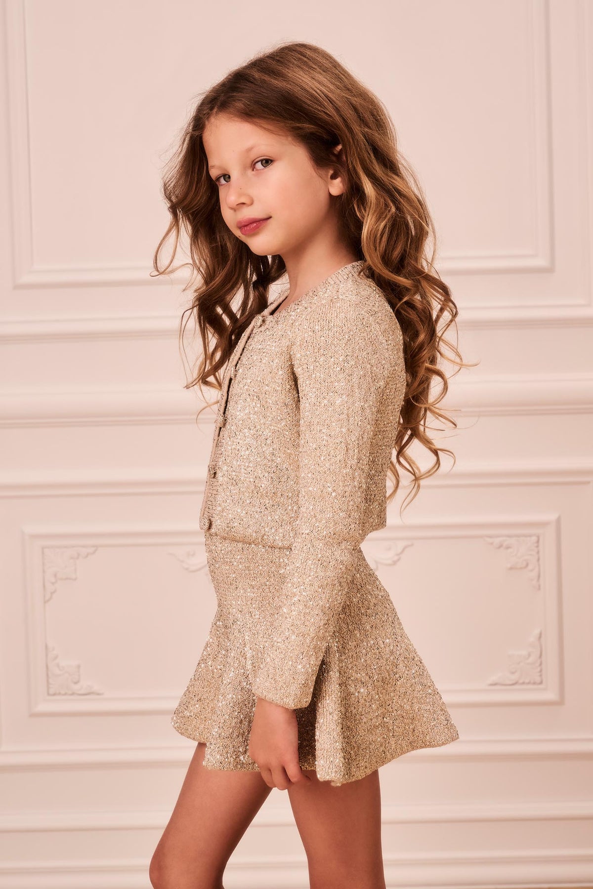 Little Girls Sparkle Knit Zialana Cardigan