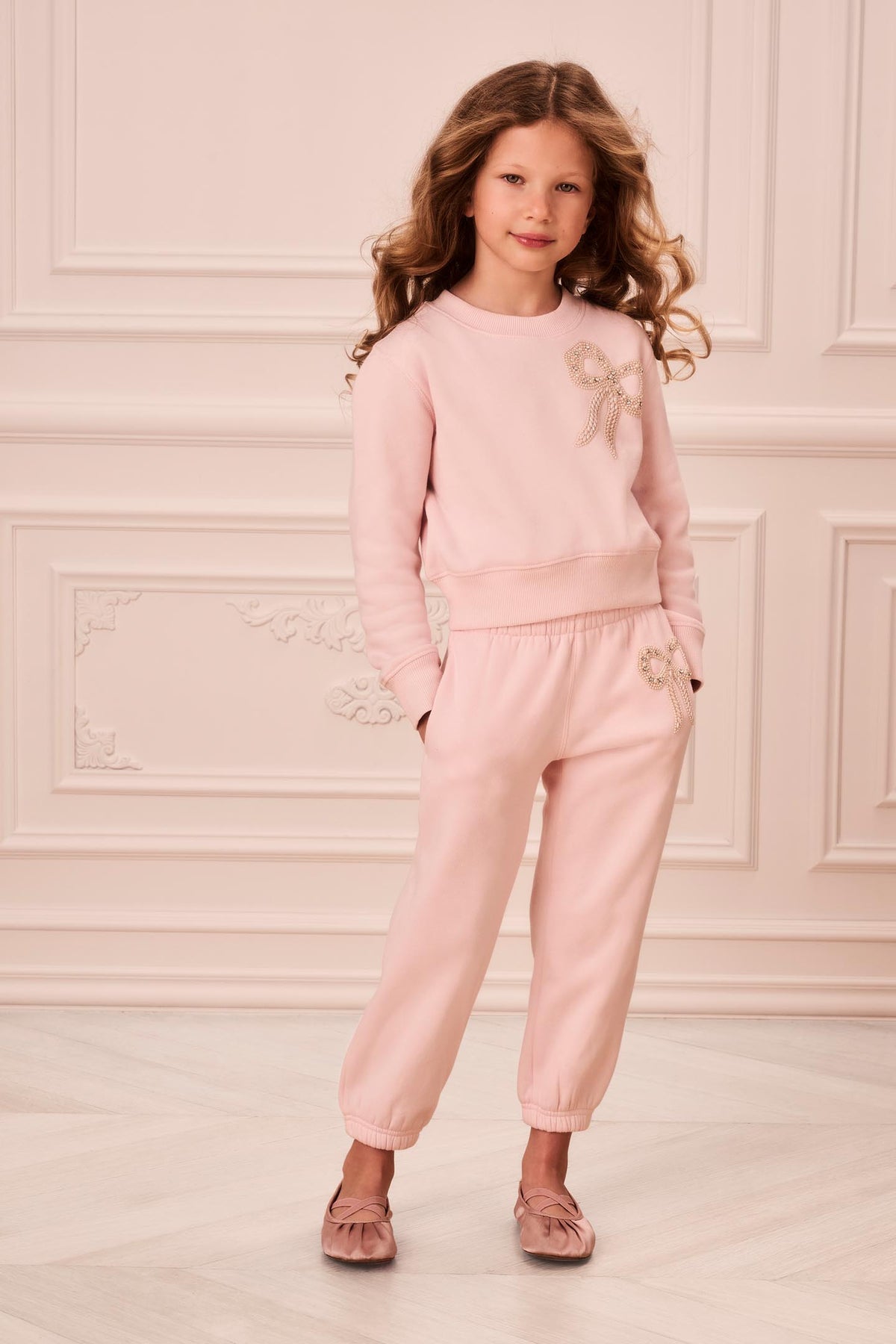 Little Girls Embellished Bow Violin Sweatpants