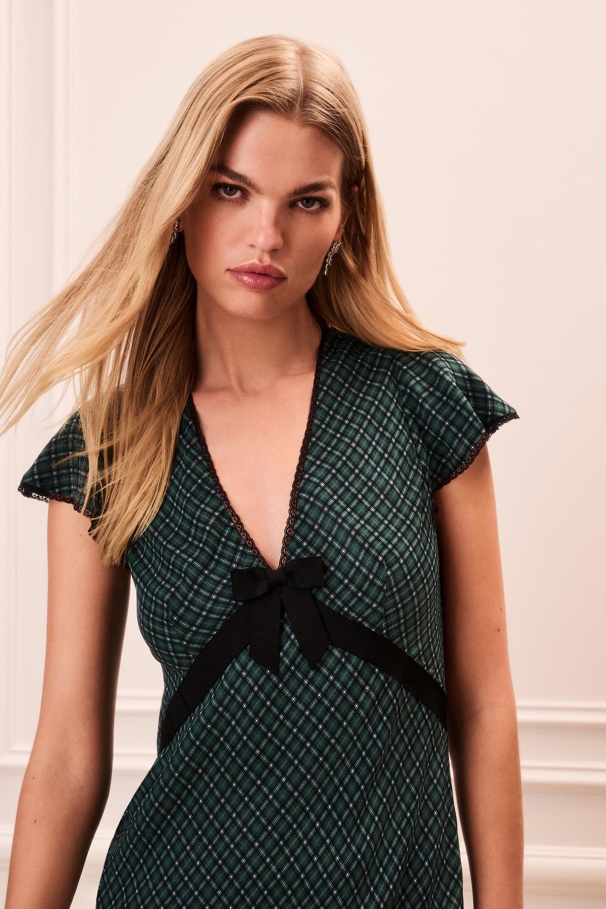 Ozzy Tartan Chiffon Midi Dress