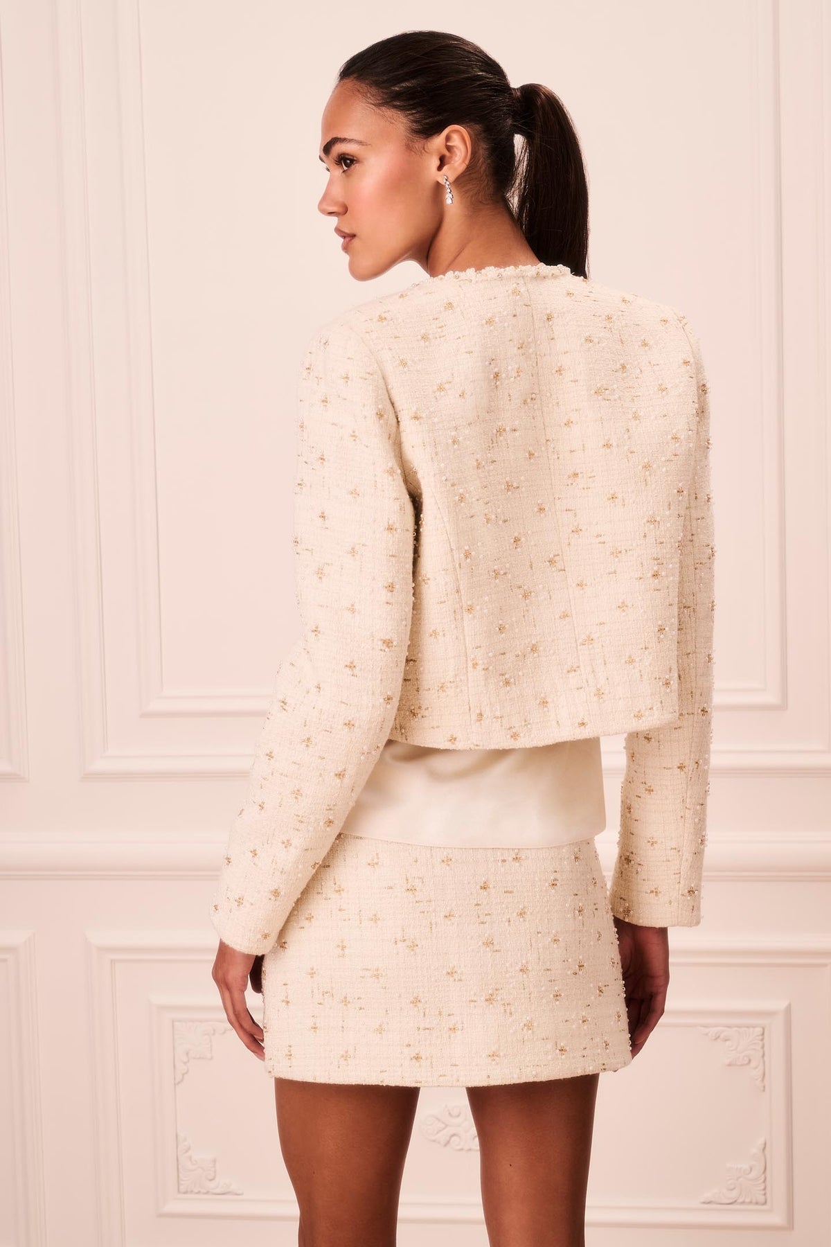Sonda Embellished Tweed Mini Skirt