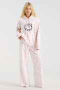 Cream floral-print sweatpants with drawstring hoodless lounge style and wide legs