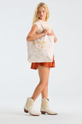 Light tan tote bag with Hook โEm graphic text and football logo, long handles
