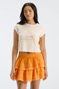 Floral ringer T-shirt with front graphic and contrast crew neck rib