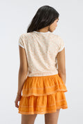 Floral ringer T-shirt with contrast crew neck rib, back view