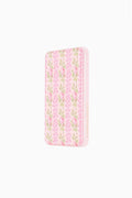Pink floral wireless portable charger back with smooth translucent shell