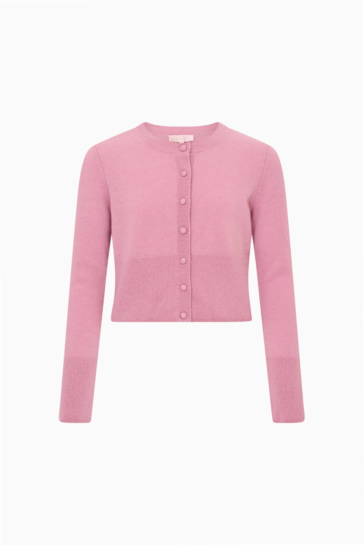 Tween wool cardigan, fireside pink button-front, long sleeves, V-neck