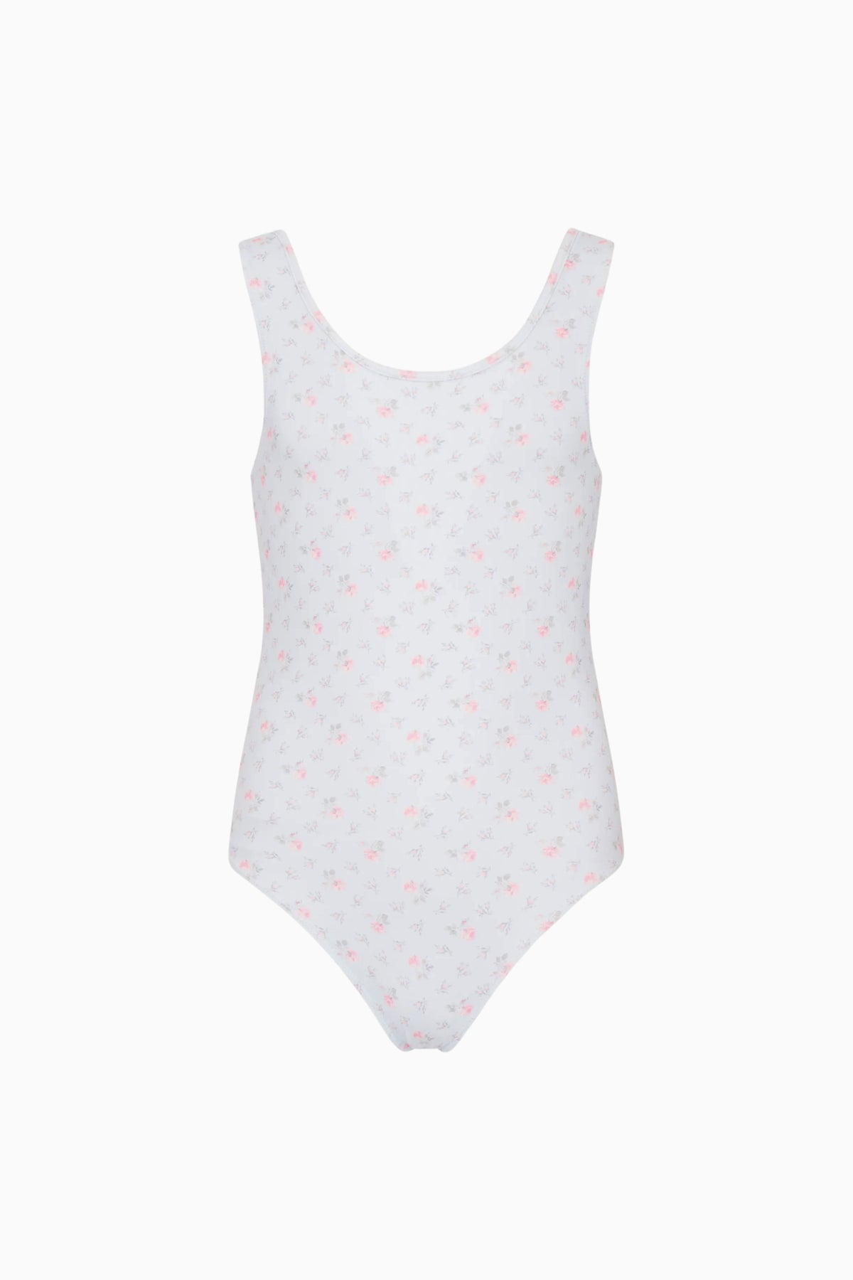 Girls Aldora one-piece swimsuit, white with small allover print, sleeveless