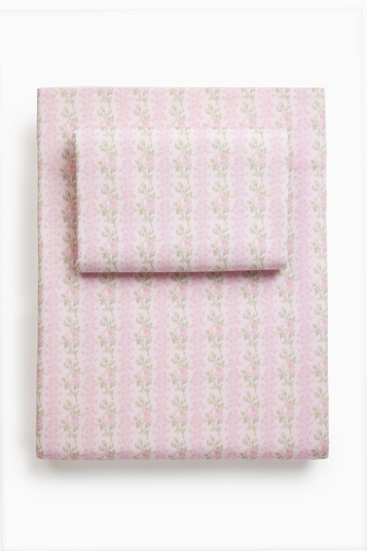 Pink floral printed sheet set with matching fabric pattern