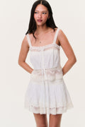 Ivory cotton lace camisole top with square neckline and adjustable straps