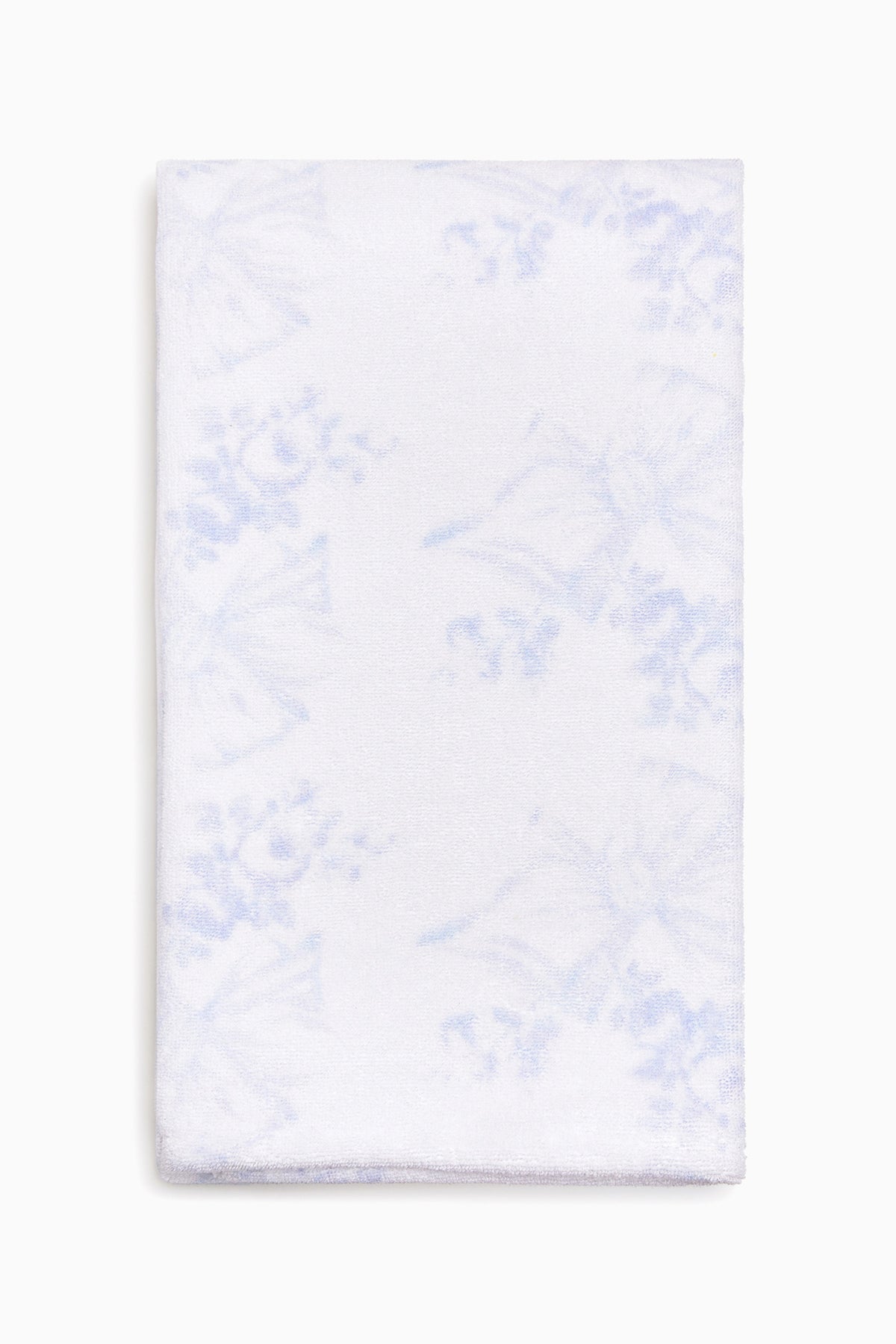 Cotton bath towel, light blue and white all-over pattern, flat folded