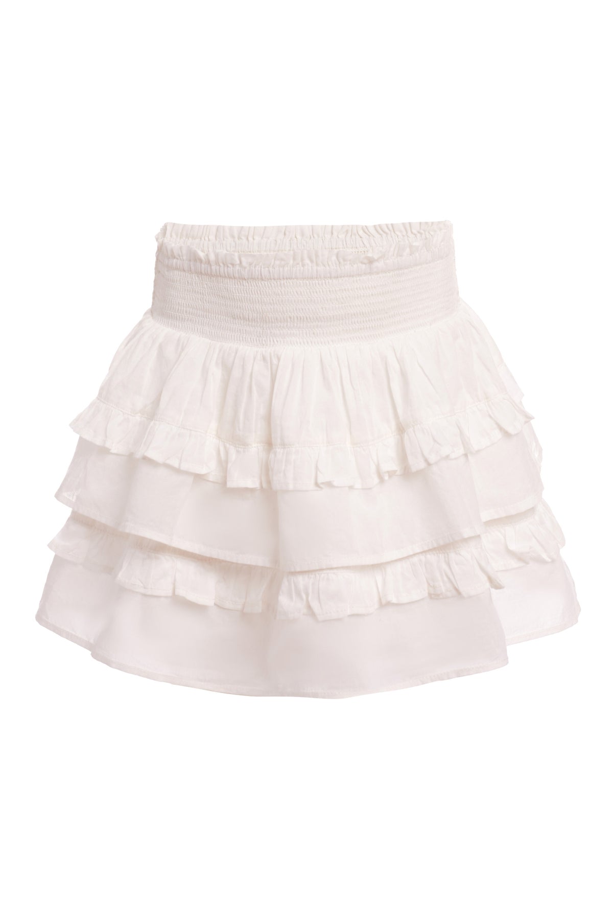Girls tiered ruffle skirt with elastic waistband, white