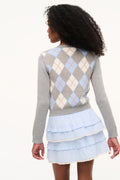 Light blue tiered ruffle cotton skirt with elastic waistband