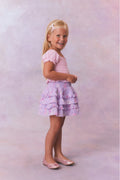 Girls printed tiered ruffle skirt, light purple with layered ruffles