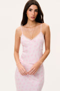 Silk-blend floral cami top, light pink with spaghetti straps and V-neck