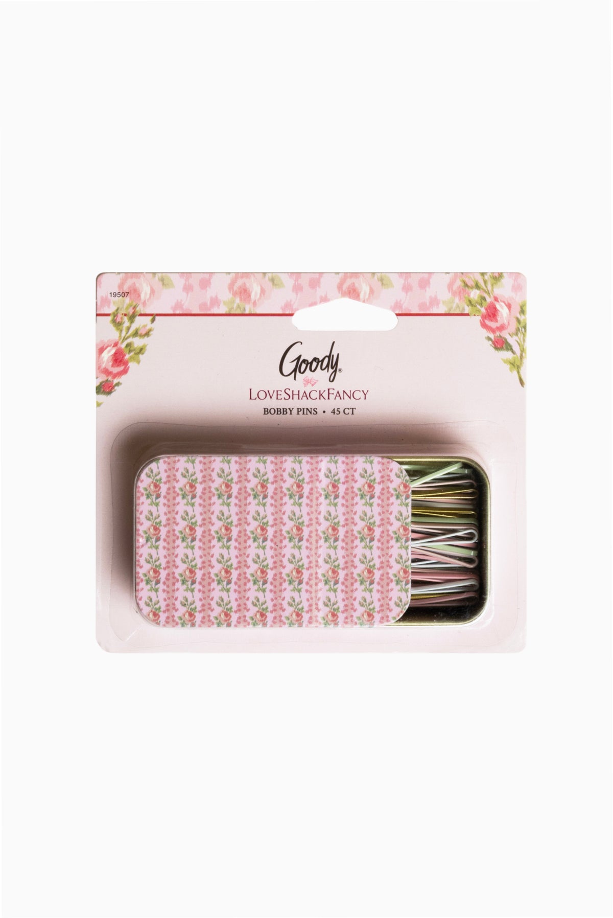 Goody LoveShackFancy floral bobby pins in matchbox case, 20-count