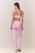 Pink printed highland leggings, high-rise fit, lattice pattern