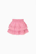 Girls' tiered ruffle skirt with elastic waist, pink rose