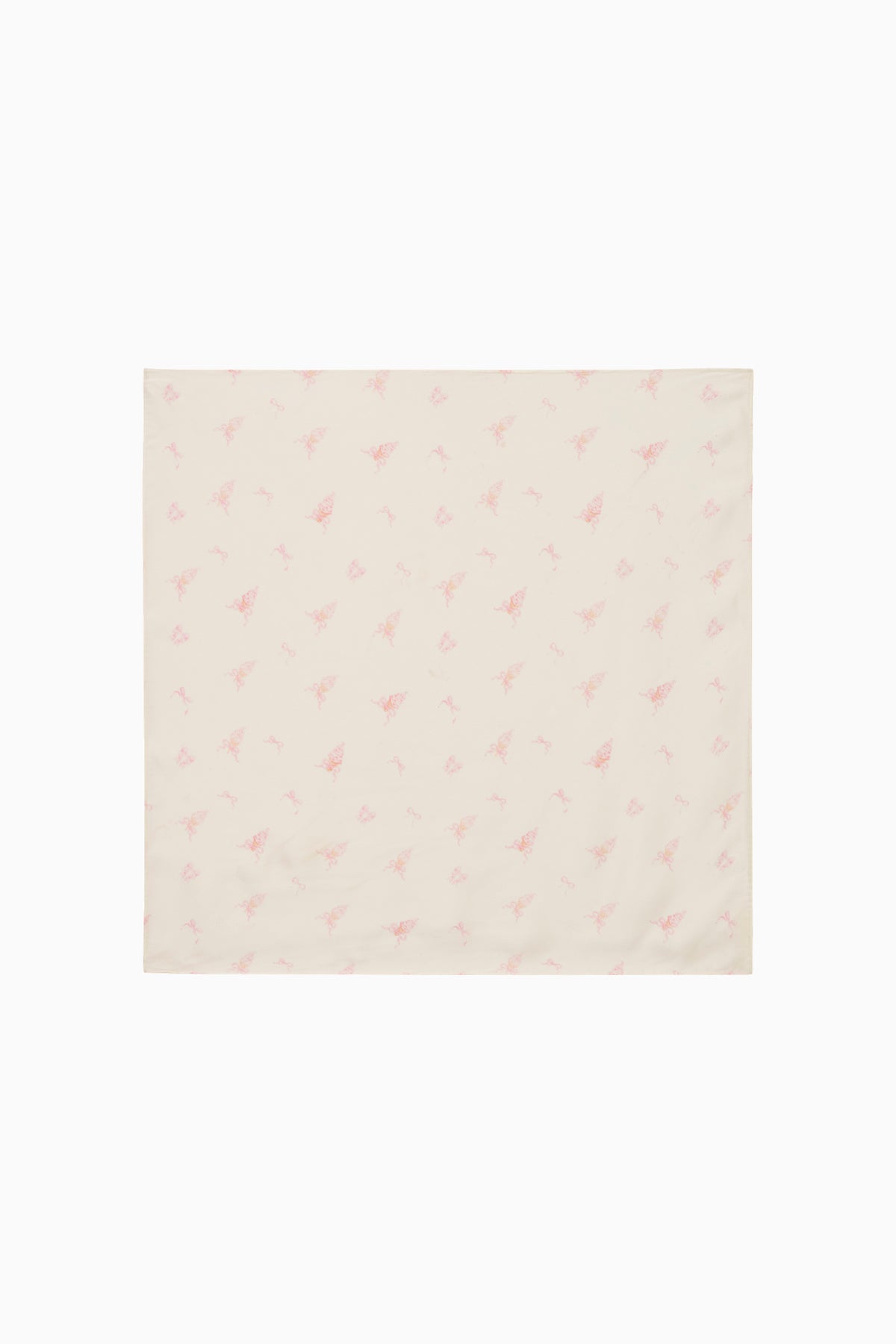 Clem printed cotton head scarf in light cream with scattered small bow motifs