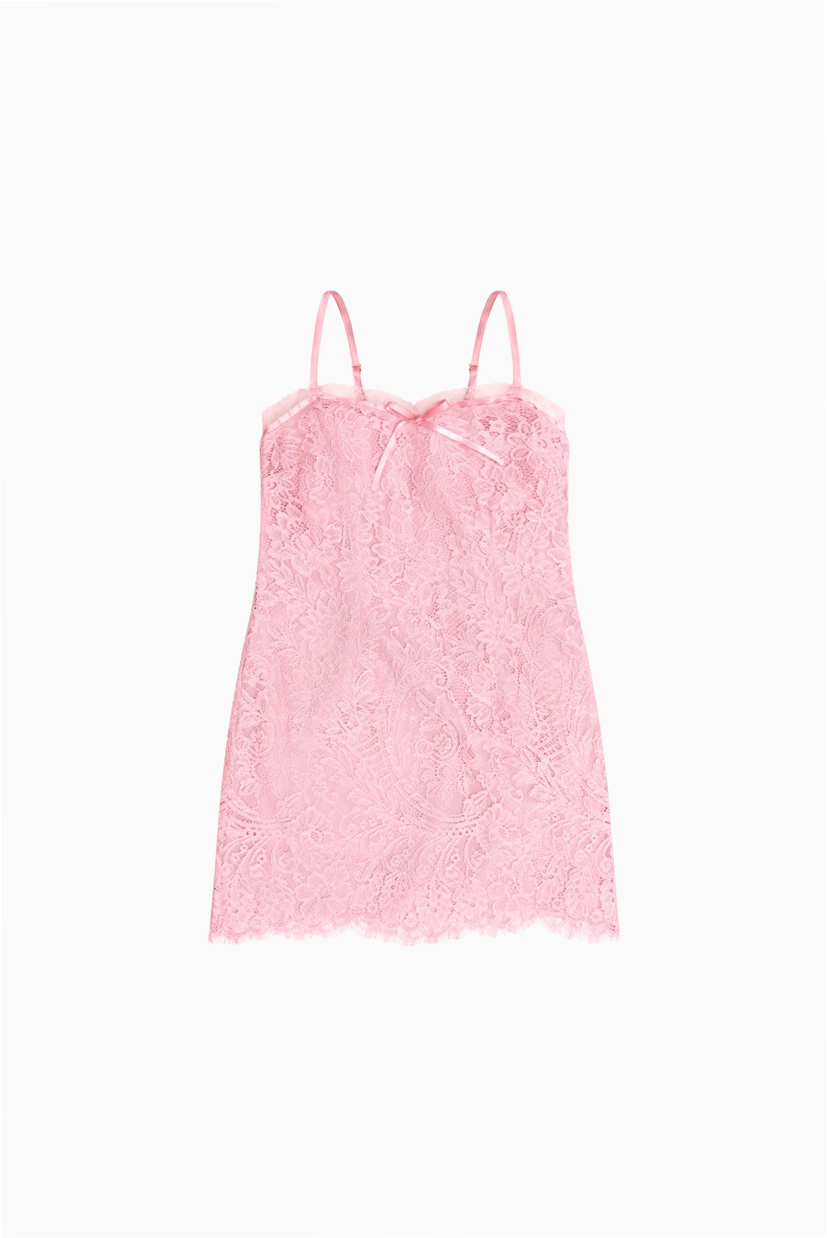 Tween lace slip dress with spaghetti straps, light pink violet shade