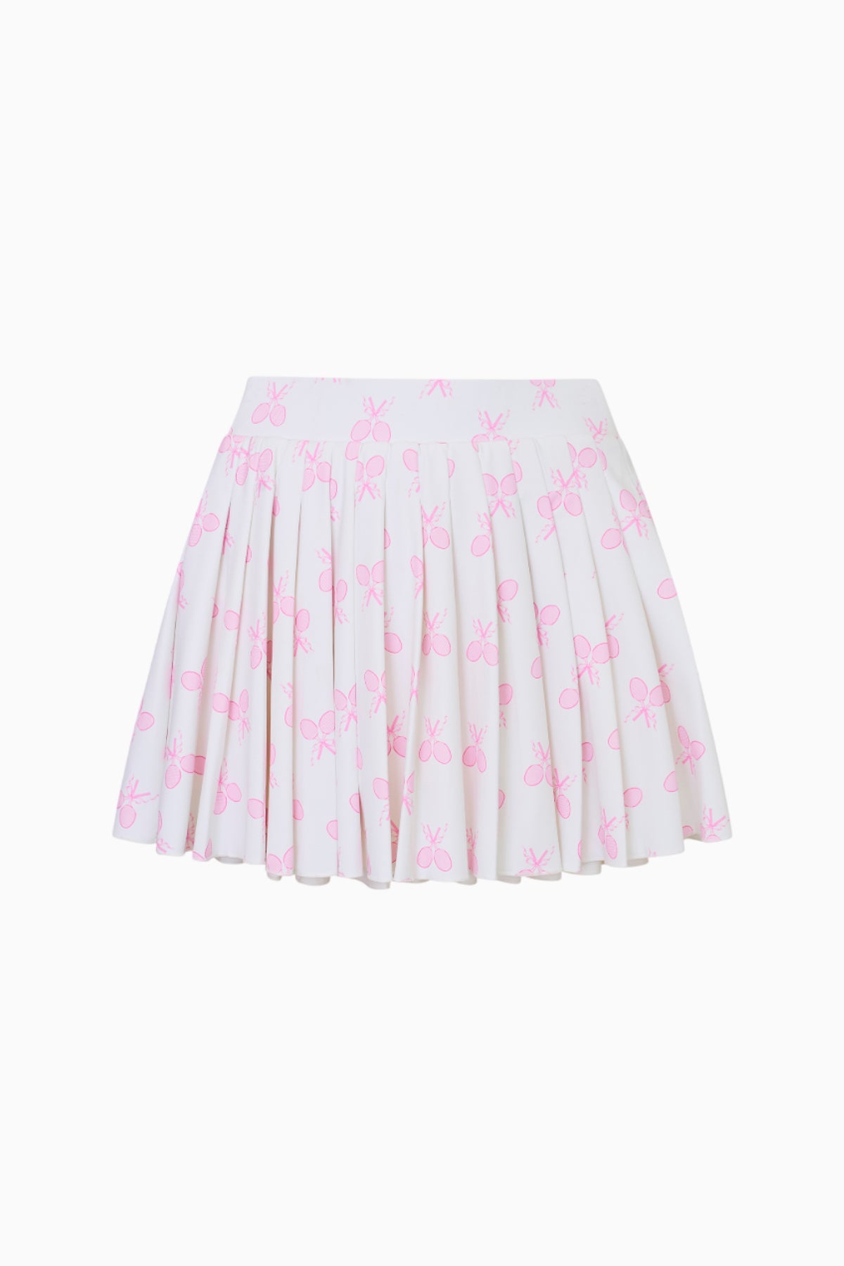 White printed active skort with pink motifs and pleated tennis skirt