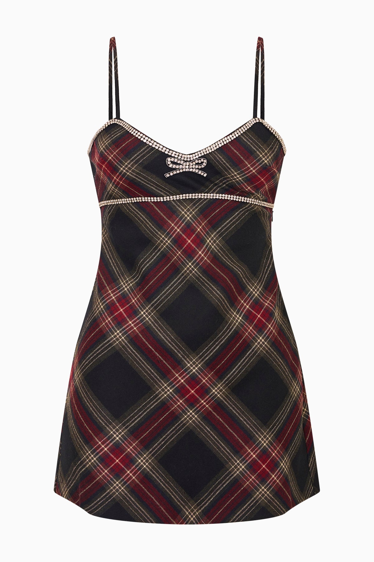 Davida Embellished Tartan Mini Dress