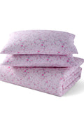 Floral duvet cover and sham set in light pink with allover small blossoms