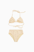 Girls' ditsy floral bikini set, pale yellow triangle top with matching briefs