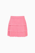 Peony pink girls pointelle tiered stretch skirt with scalloped ruffles