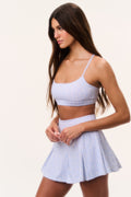 Light blue printed tennis skort with ruffled flounce hem