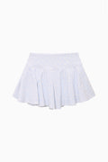 Light blue printed tennis skort with pleated flounce hem