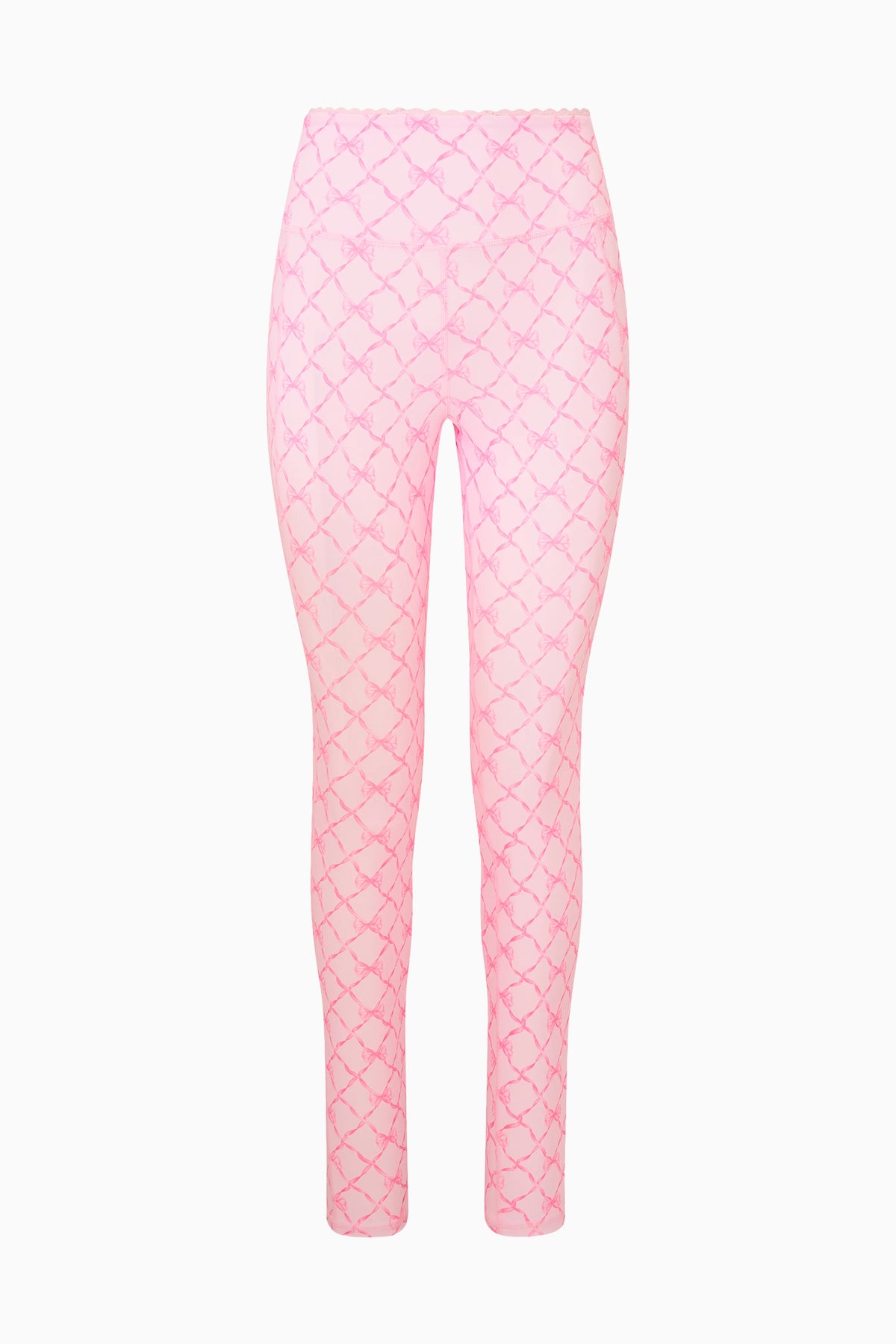 Pink printed highland leggings with all-over lattice pattern