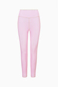 Pink speckle active leggings with wide waistband, full-length