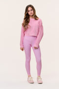 Tween girls' pink ditsy floral pullover and leggings set, long sleeves