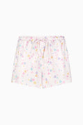 Girls' pastel heart print pajama shorts with elastic waistband