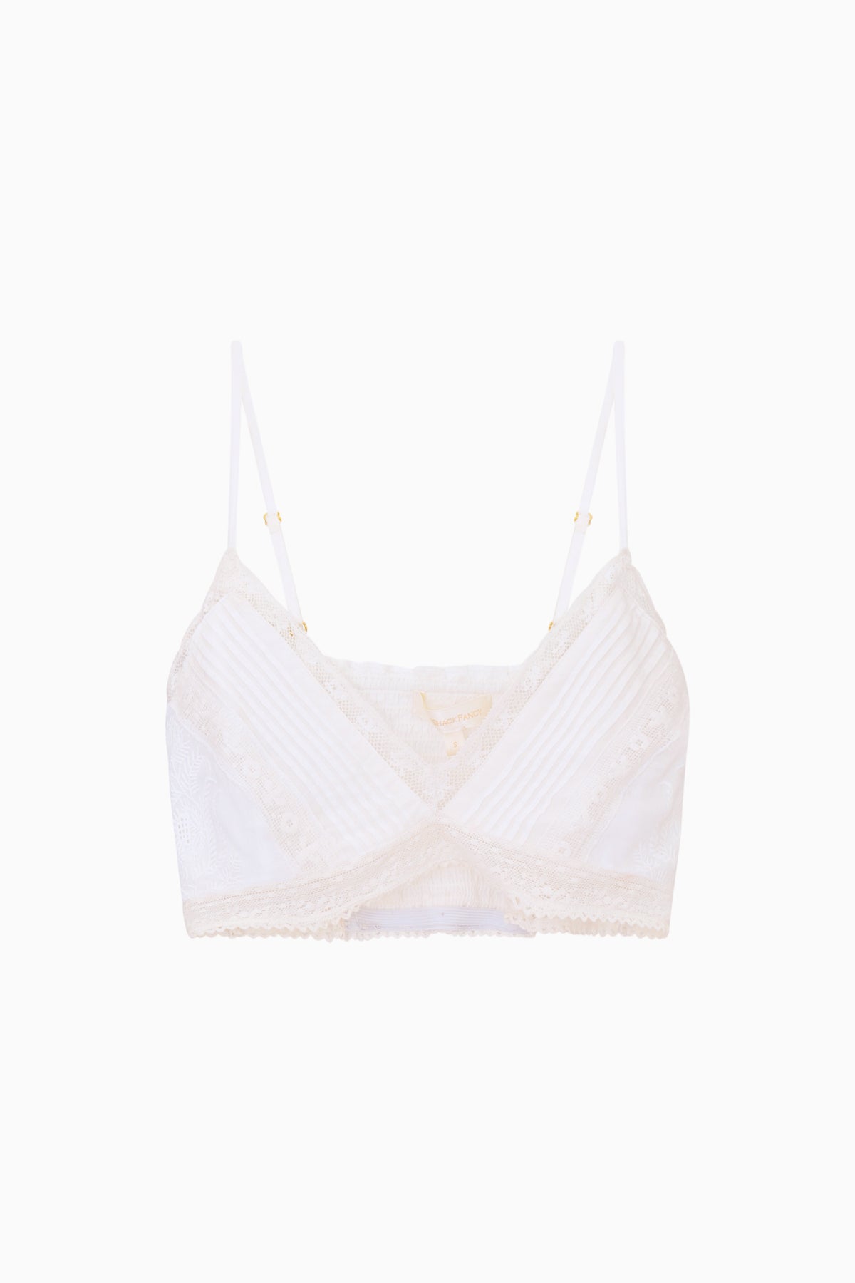 White lace cotton Victorian bralette top with thin adjustable straps