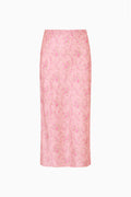 Girls' pink floral midi skirt with straight silhouette