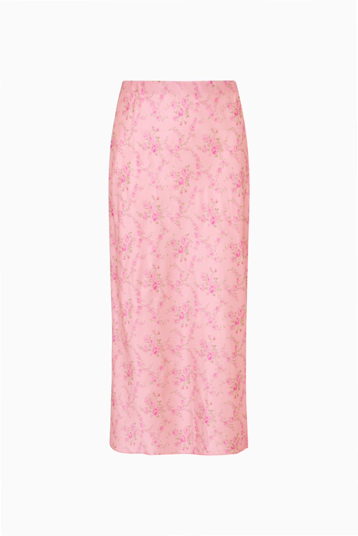 Girls' pink floral midi skirt with straight silhouette