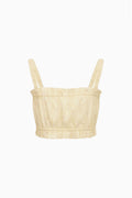 Girls' ditsy floral crop top, lemon yellow, square neckline, spaghetti straps