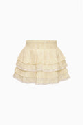 Lemon yellow ditsy floral tiered ruffle skirt with elastic waist