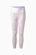 Girls chantilly pink jersey pants with allover print, front seam detail, elastic waist