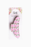 Large floral claw clip with pink rose pattern