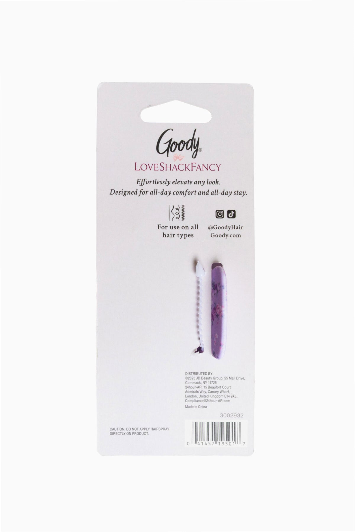 Lavender large claw clip with pink floral speckles