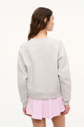 Light heather gray sweatshirt, plain back with ribbed cuffs and hem