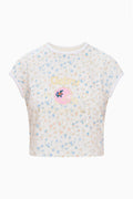 Light blue speckled ringer tee with small central Gators logo