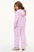 Girls' iced mauve hoodie and jogger set, hood detail with floral print