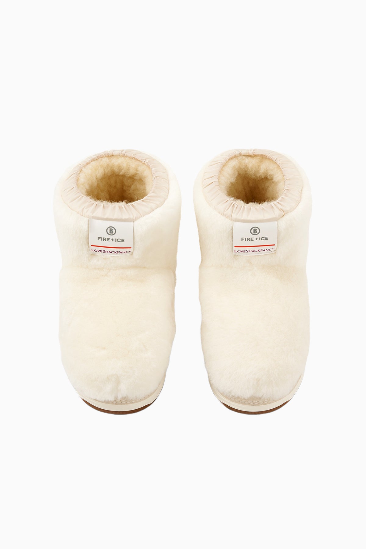 Off-white girls ankle boots with faux-fur lining and small logo label on the side