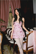 Sommaire Sculptural Appliqué Dress, pink floral strapless mini dress
